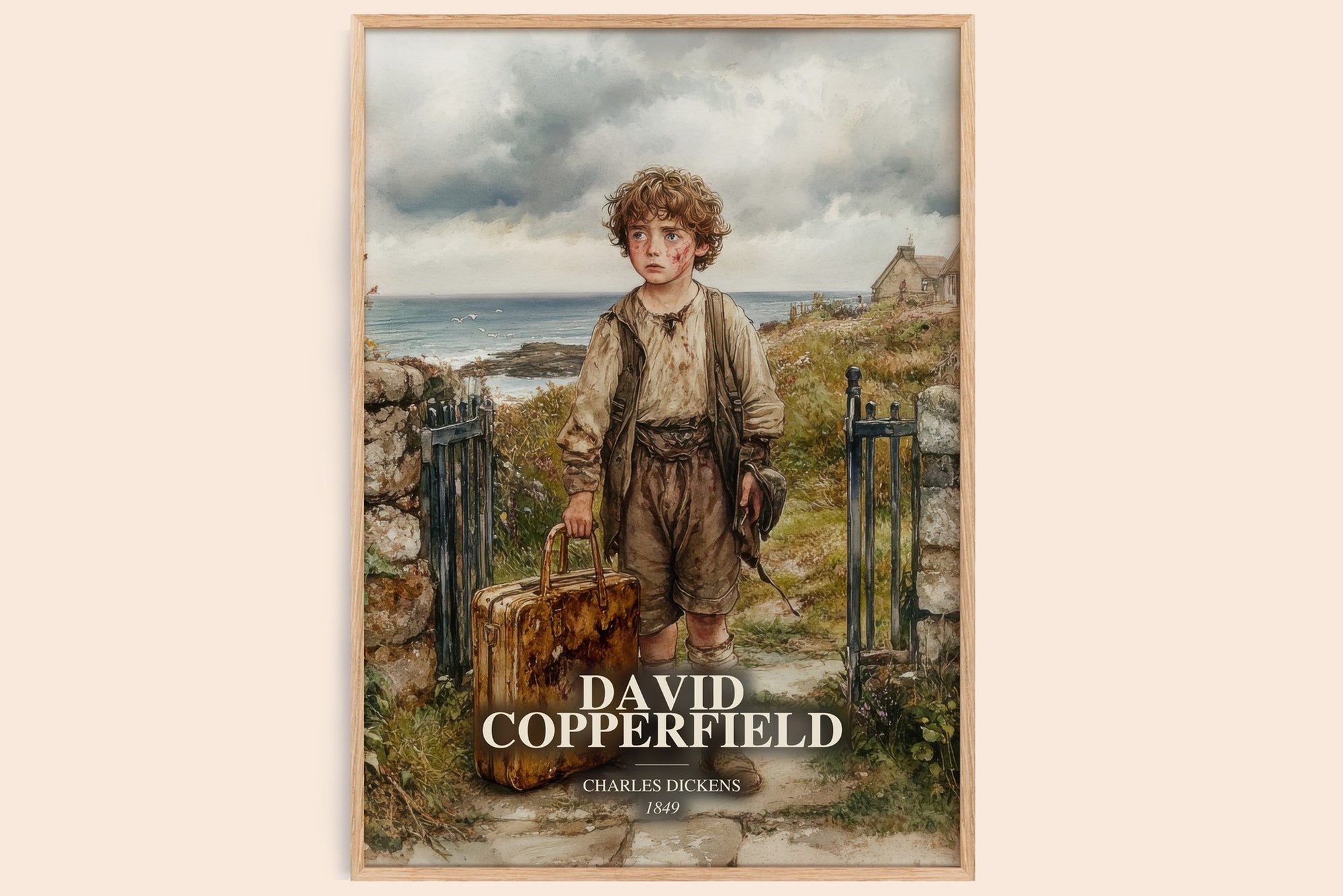 David Copperfield watercolour book poster by Charles Dickens – framed literary art print