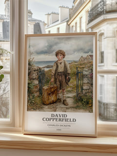 David Copperfield Book Cover Poster by Charles Dickens – framed print by a bright window