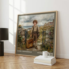 David Copperfield Literary Art Print by Charles Dickens – large square framed print leaning against a wall