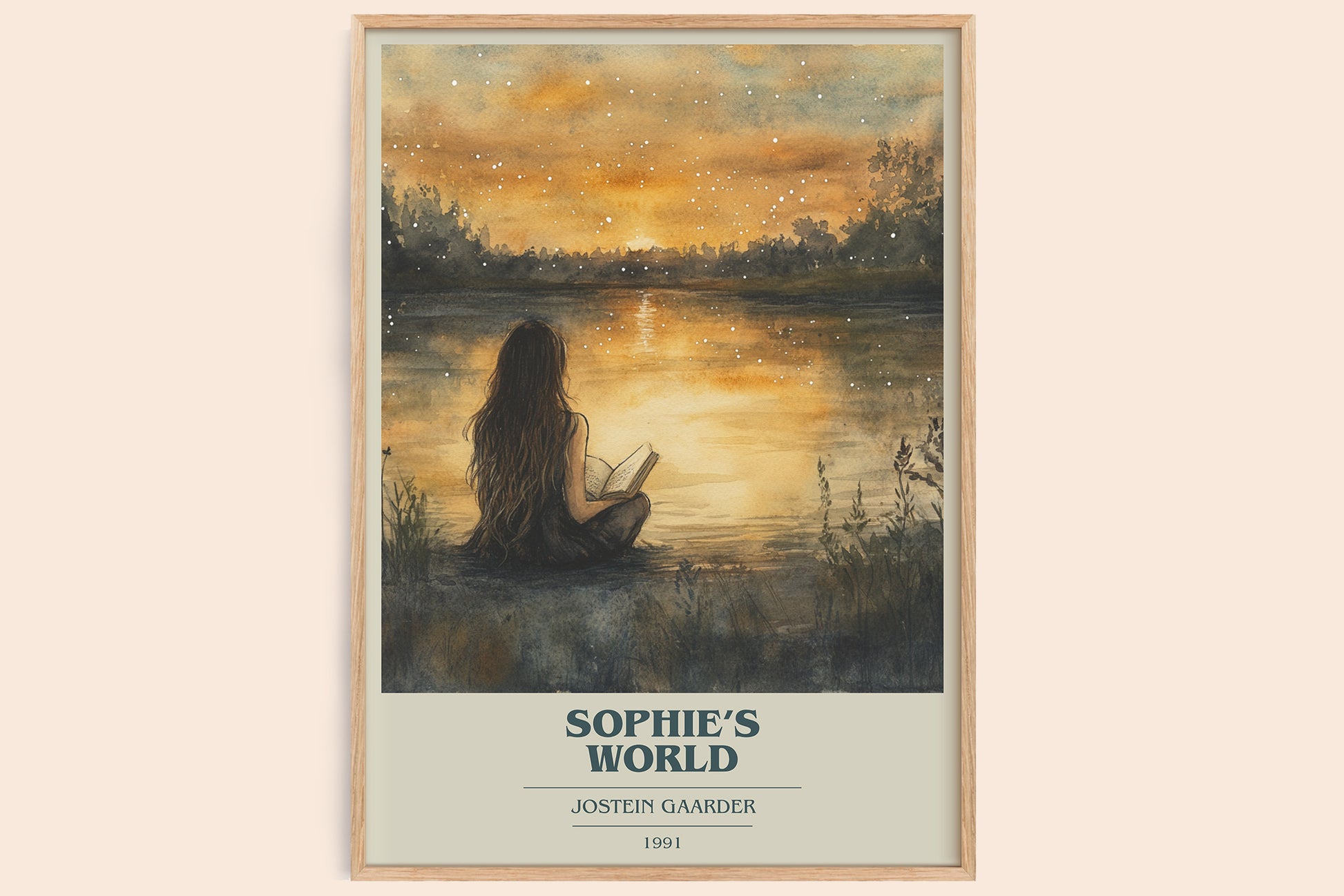 Sophie's World book cover book poster by Jostein Gaarder – framed literary art print