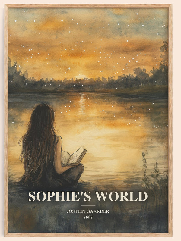 Sophie'S World watercolour book poster by Jostein Gaarder – framed literary art print