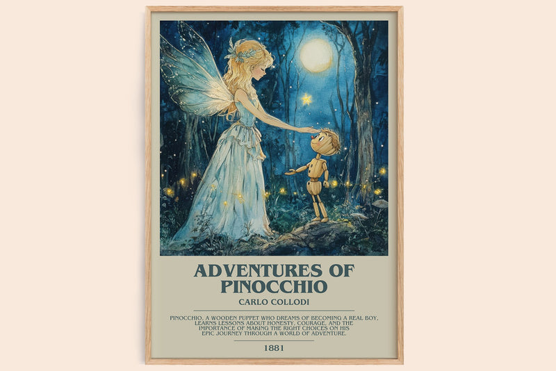 Adventures of Pinocchio Bookish Wall Art by Carlo Collodi (Modern style)