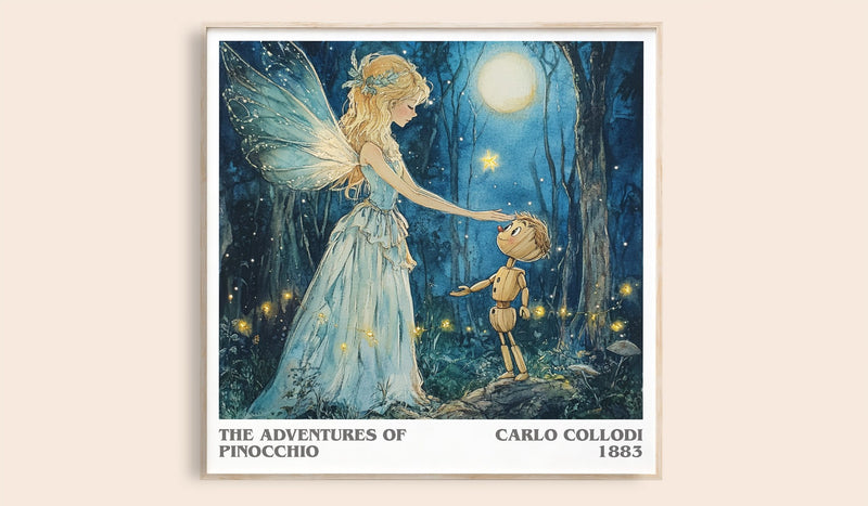 Adventures of Pinocchio Literary Art Print by Carlo Collodi (Square style)