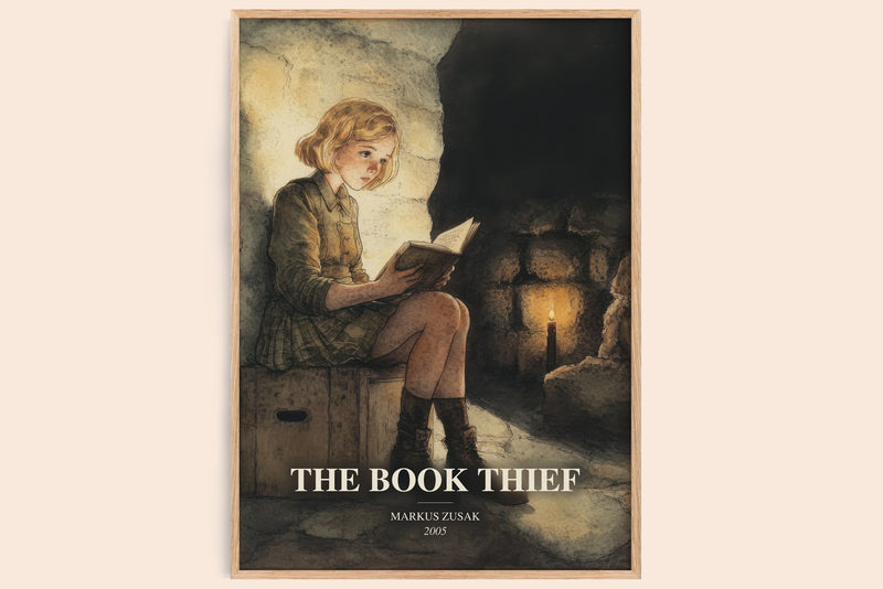 The Book Thief watercolour book poster by Markus Zusak – framed literary art print