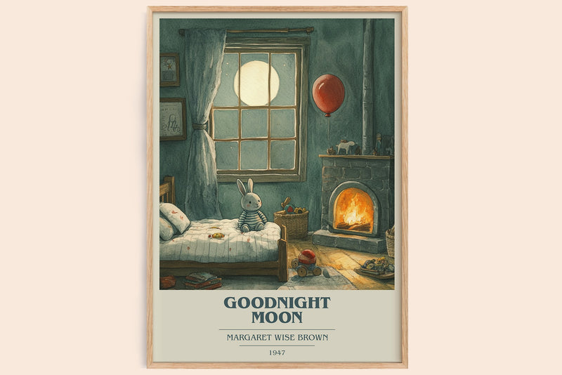 Good Night Moon Book Cover Poster by Margaret Wise Brown (Modern Minimalist style)
