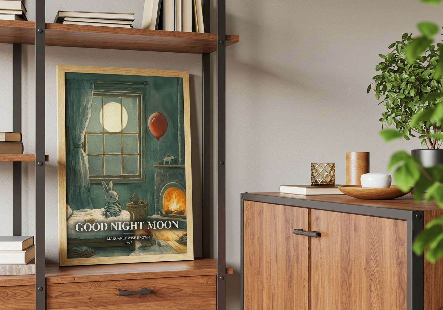 Good Night Moon book watercolour illustration paper finish options – matte satin gloss