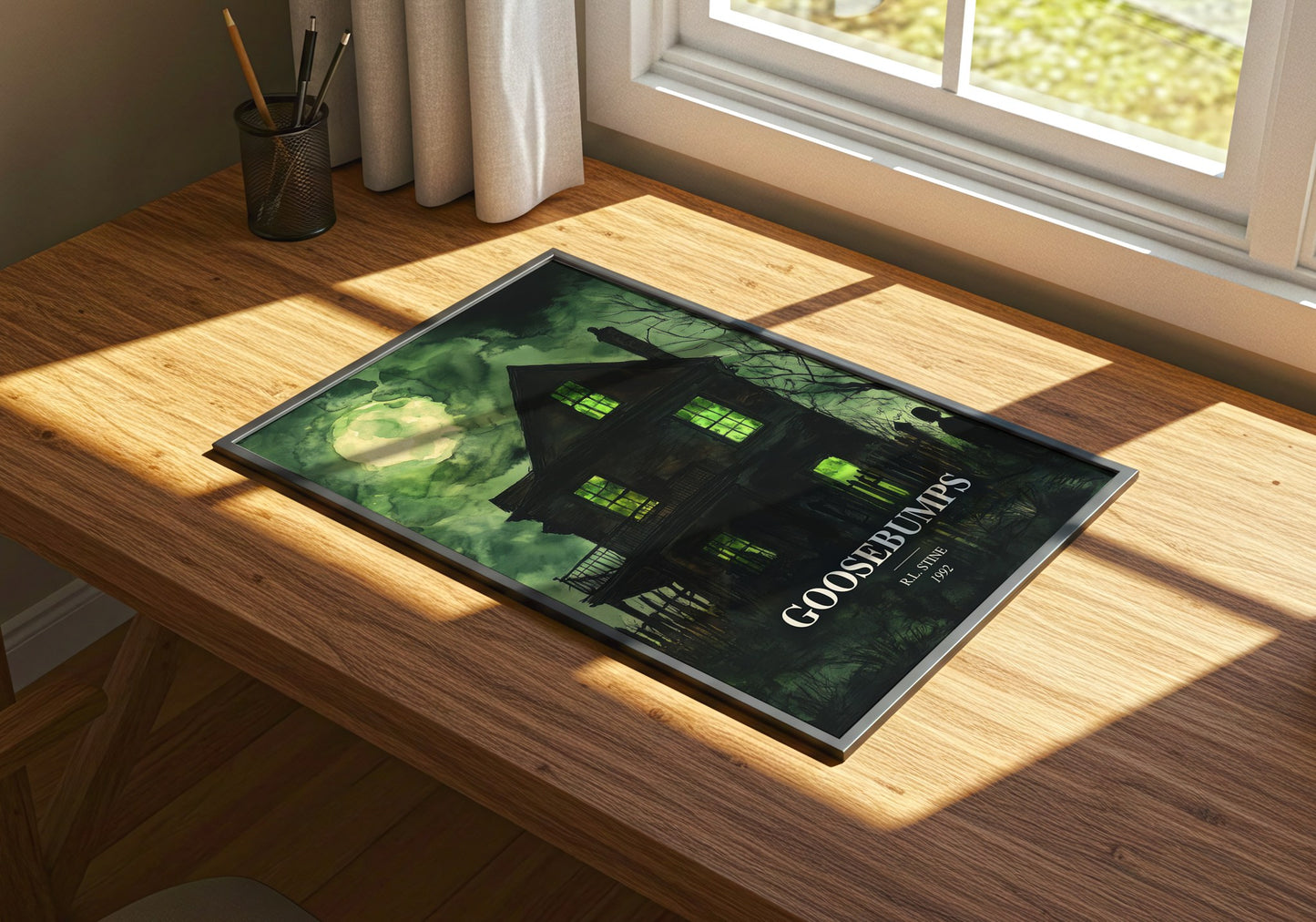 Goosebumps watercolour book poster framed on wall – childrens wall art