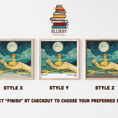 The BFG Literary Art Print by Roald Dahl – Style X, Y and Z square prints side by side – choose your finish