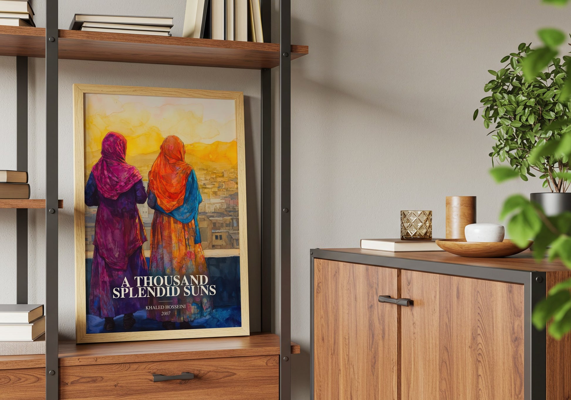 A Thousand Splendid Suns book watercolour illustration paper finish options – matte satin gloss