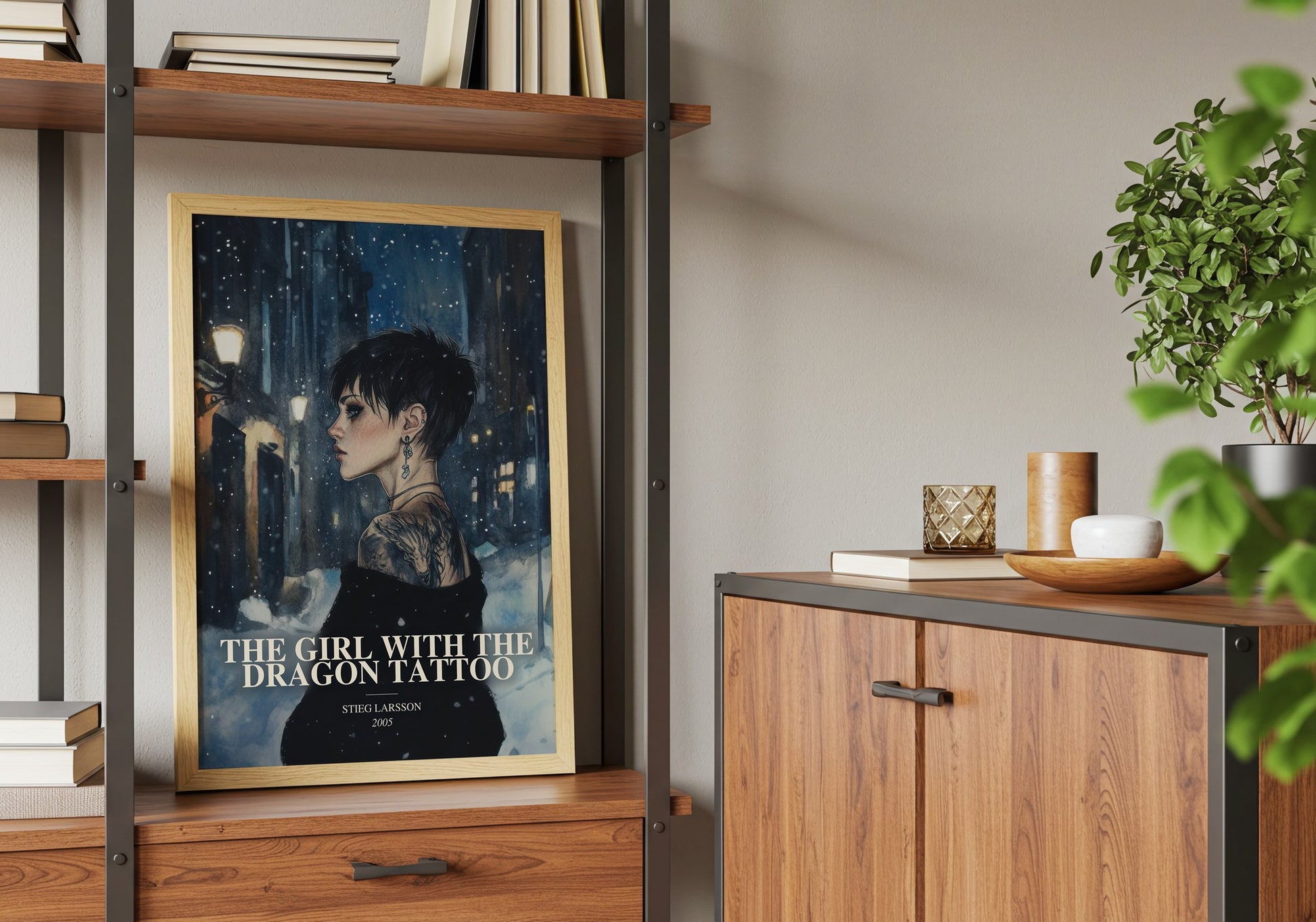 The Girl With The Dragon Tattoo book watercolour illustration paper finish options – matte satin gloss