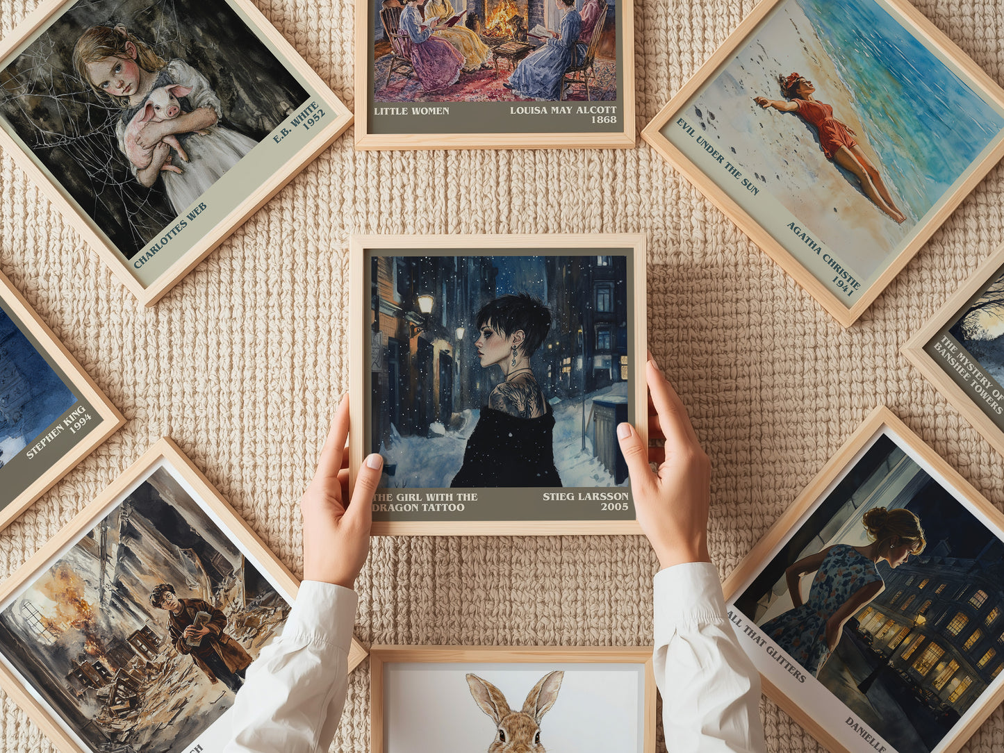 The Girl with the Dragon Tattoo literary book poster framed on wall – crime wall art