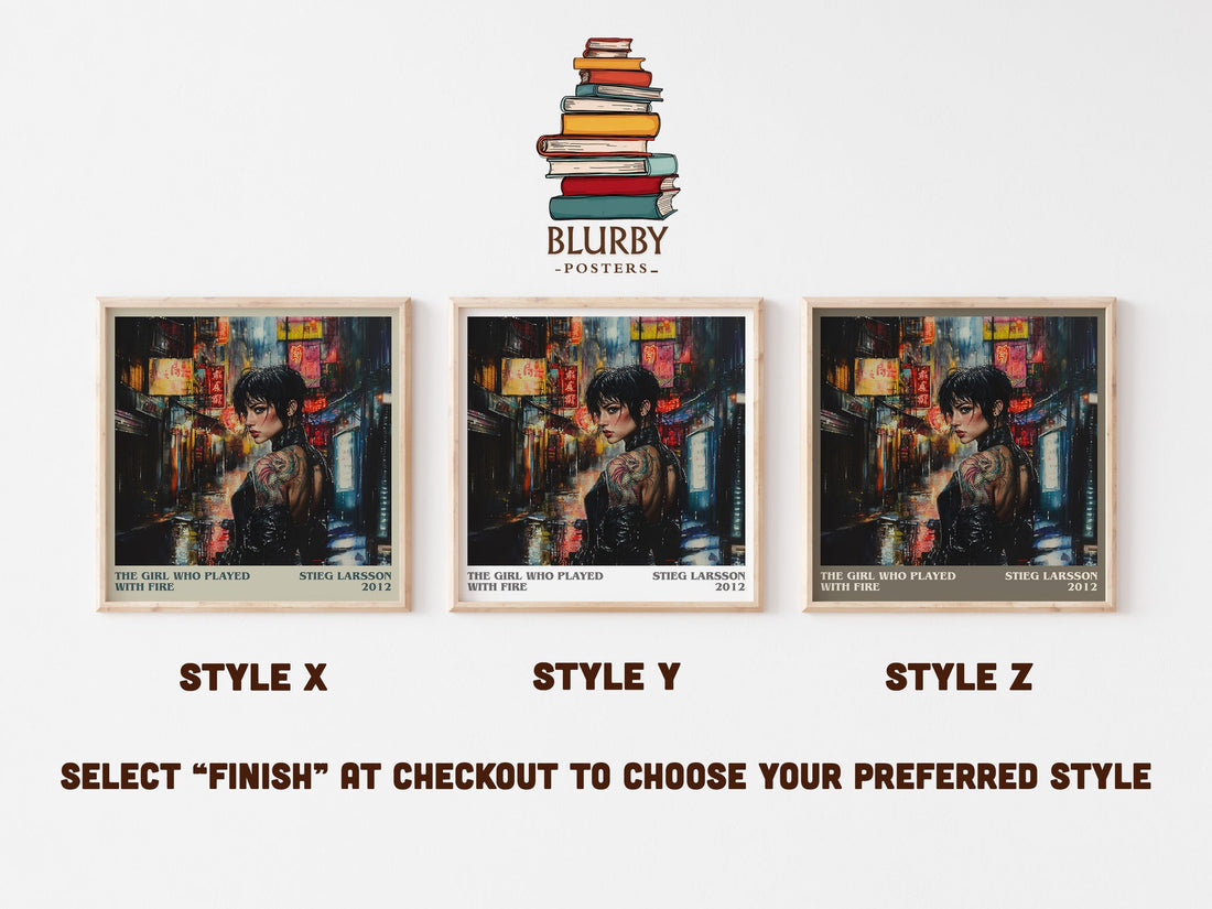 The Girl Who Played with Fire literary print in frame leaning in hallway – crime wall art (mockup)