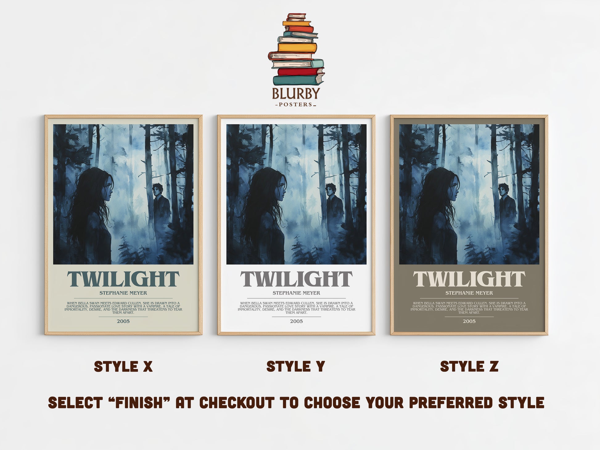 Twilight bookish print in frame leaning in hallway – young adult wall art