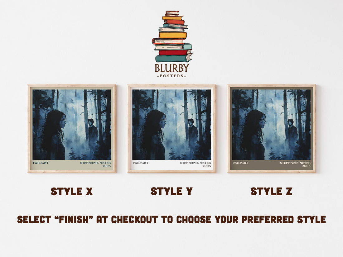 Twilight literary print in frame leaning in hallway – young adult wall art (mockup)