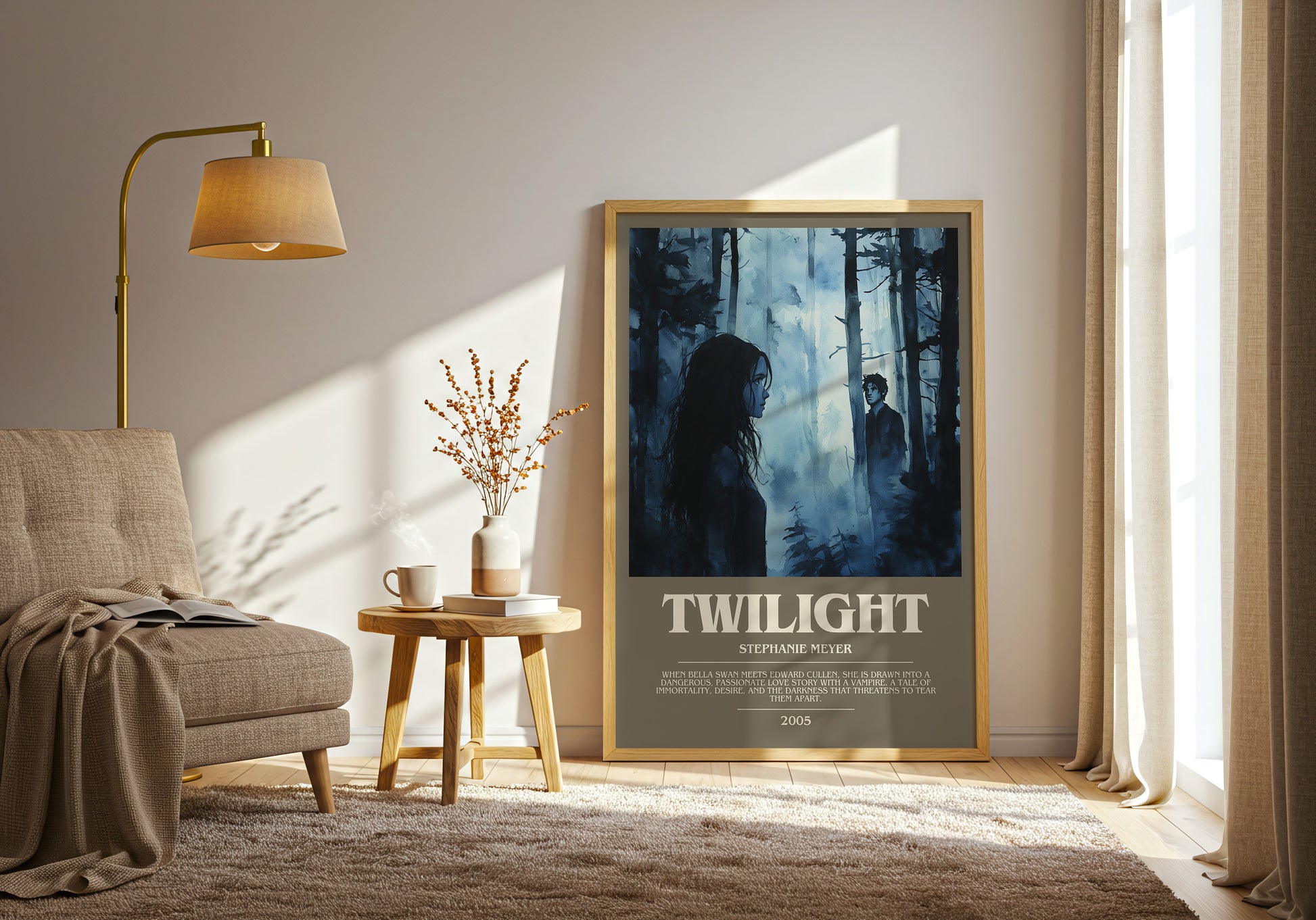 Twilight bookish print framed by window – literary home decor