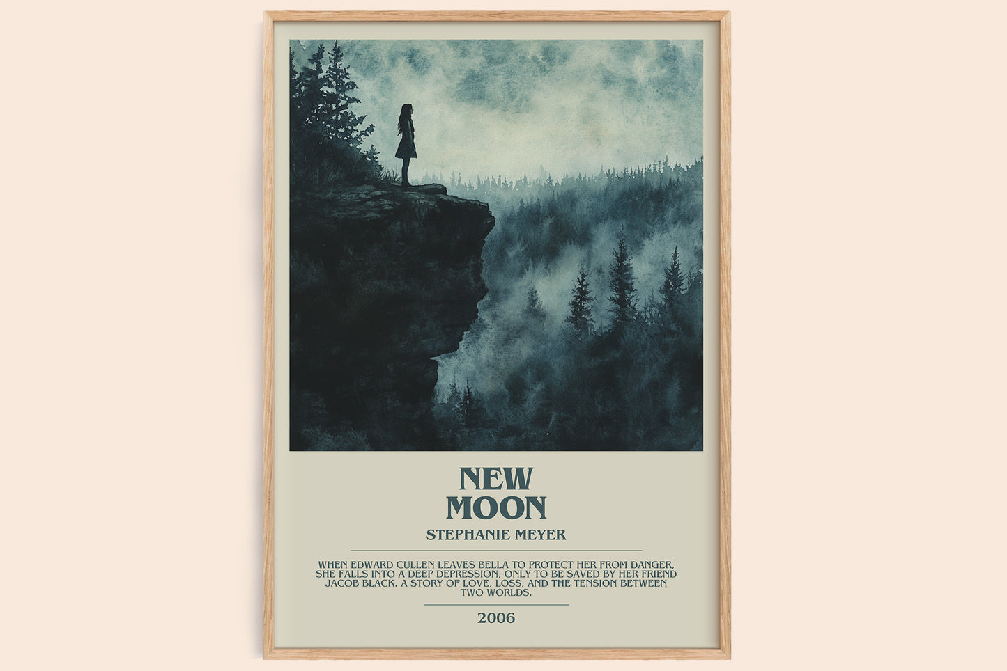 New Moon bookish book poster by Stephenie Meyer – framed literary art print