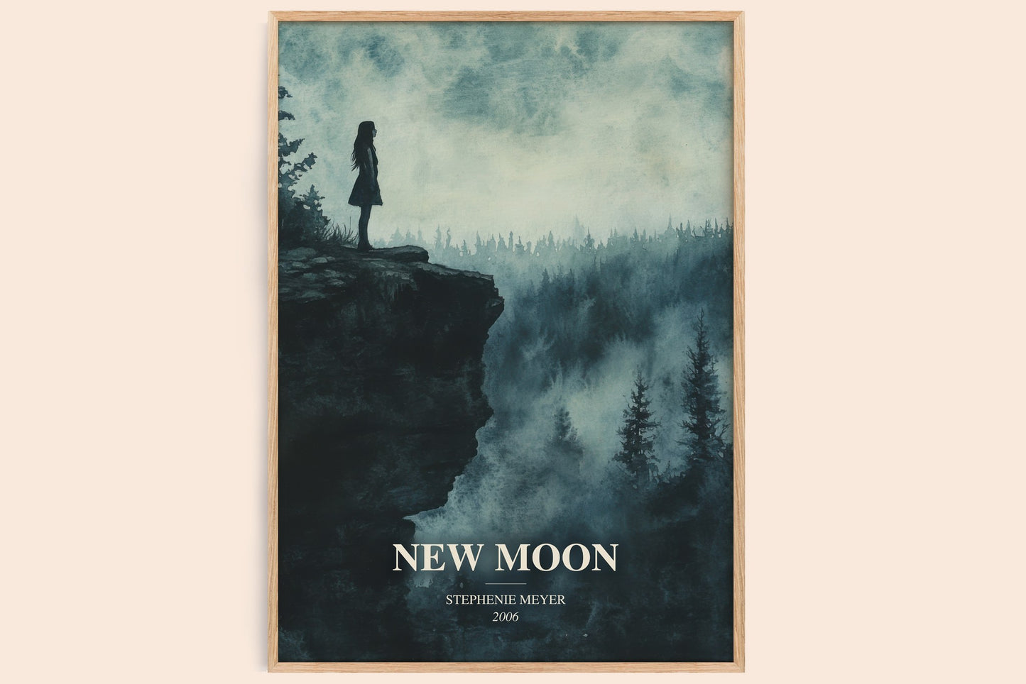 New Moon watercolour book poster by Stephenie Meyer – framed literary art print