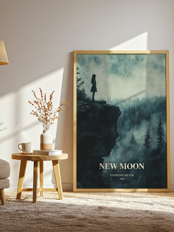 New Moon watercolour print in frame leaning in hallway – young adult wall art