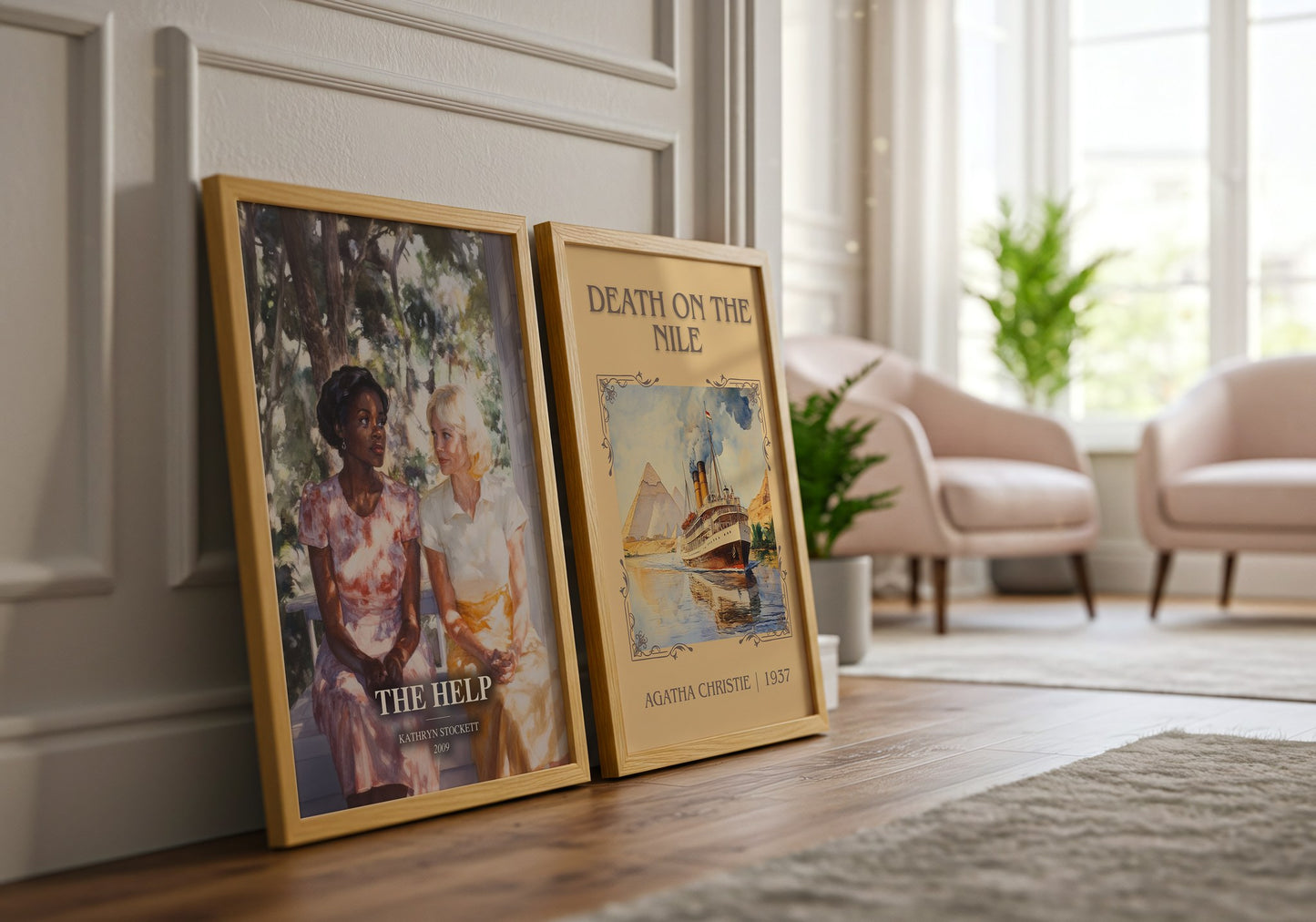 The Help watercolour print framed by window – literary home decor