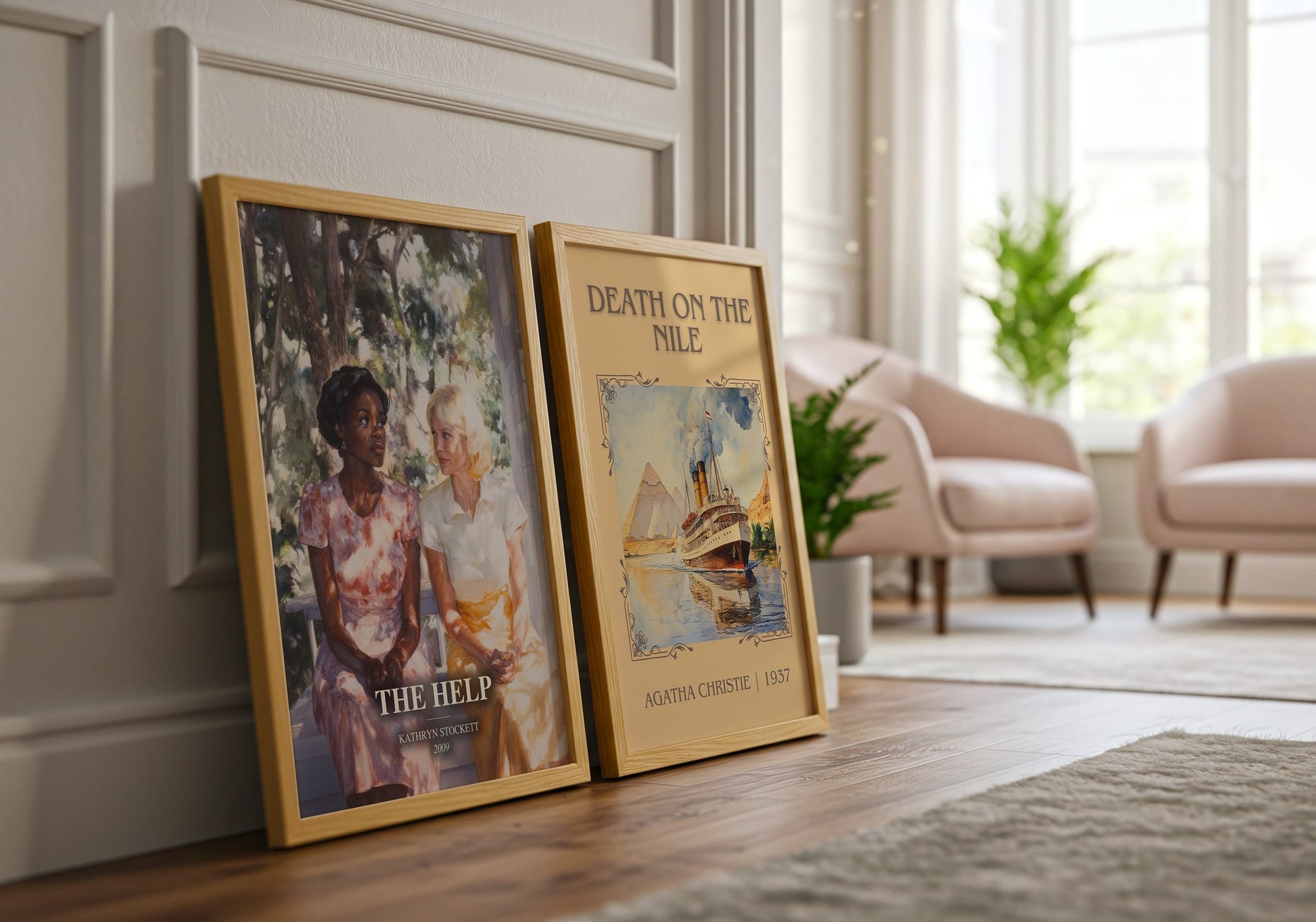 The Help watercolour print framed by window – literary home decor