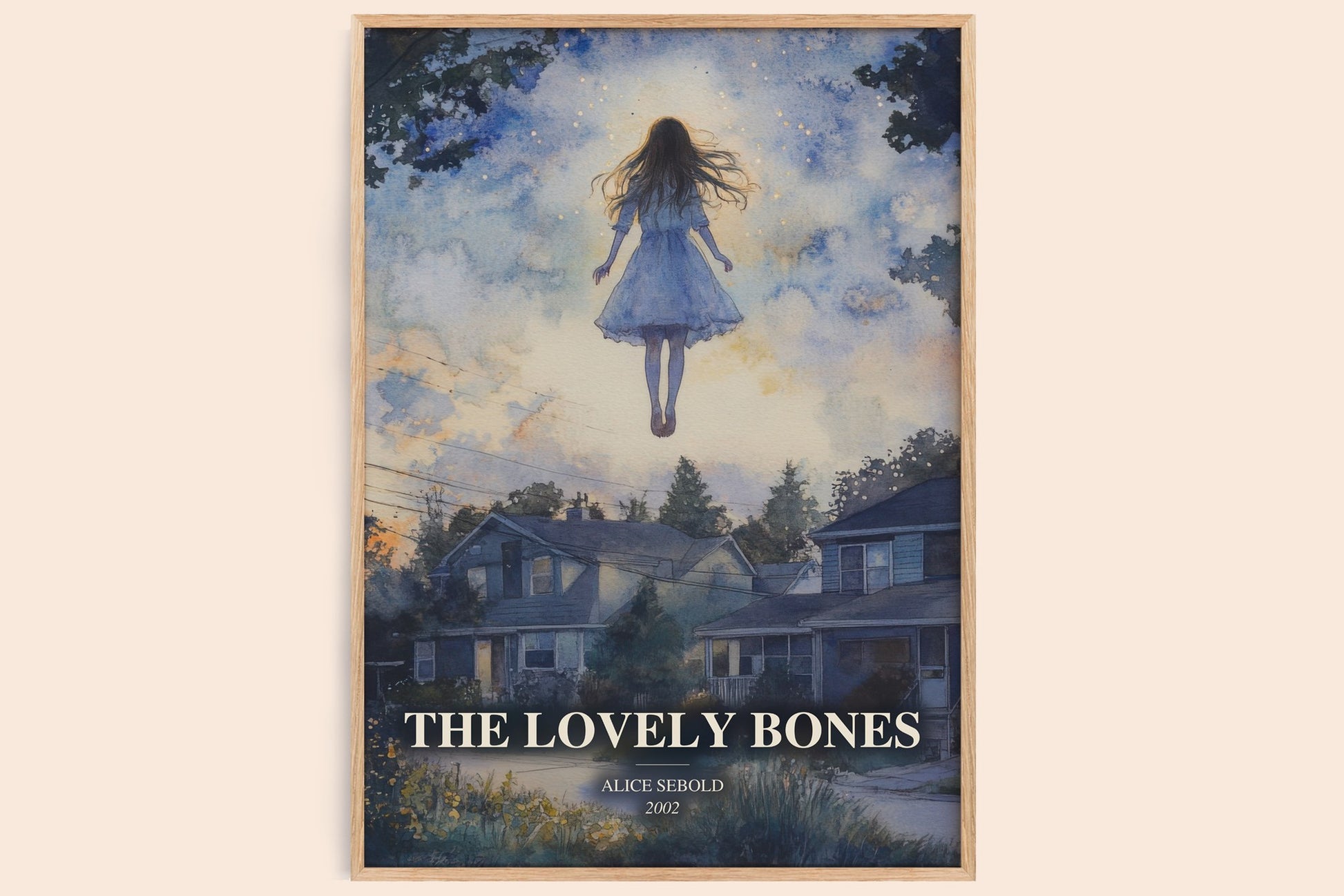 The Lovely Bones watercolour book poster by Alice Sebold – framed literary art print