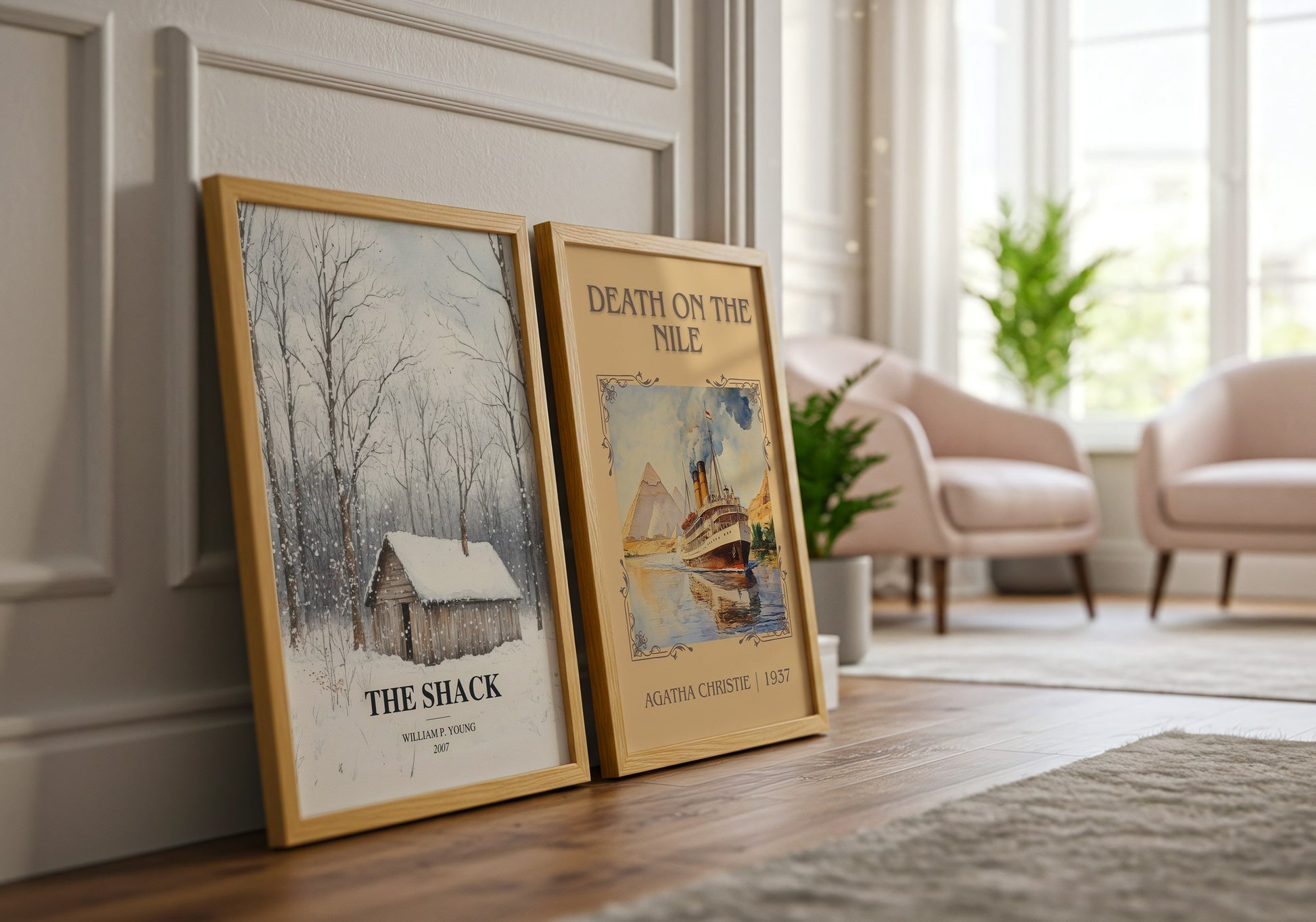 The Shack watercolour print framed by window – literary home decor