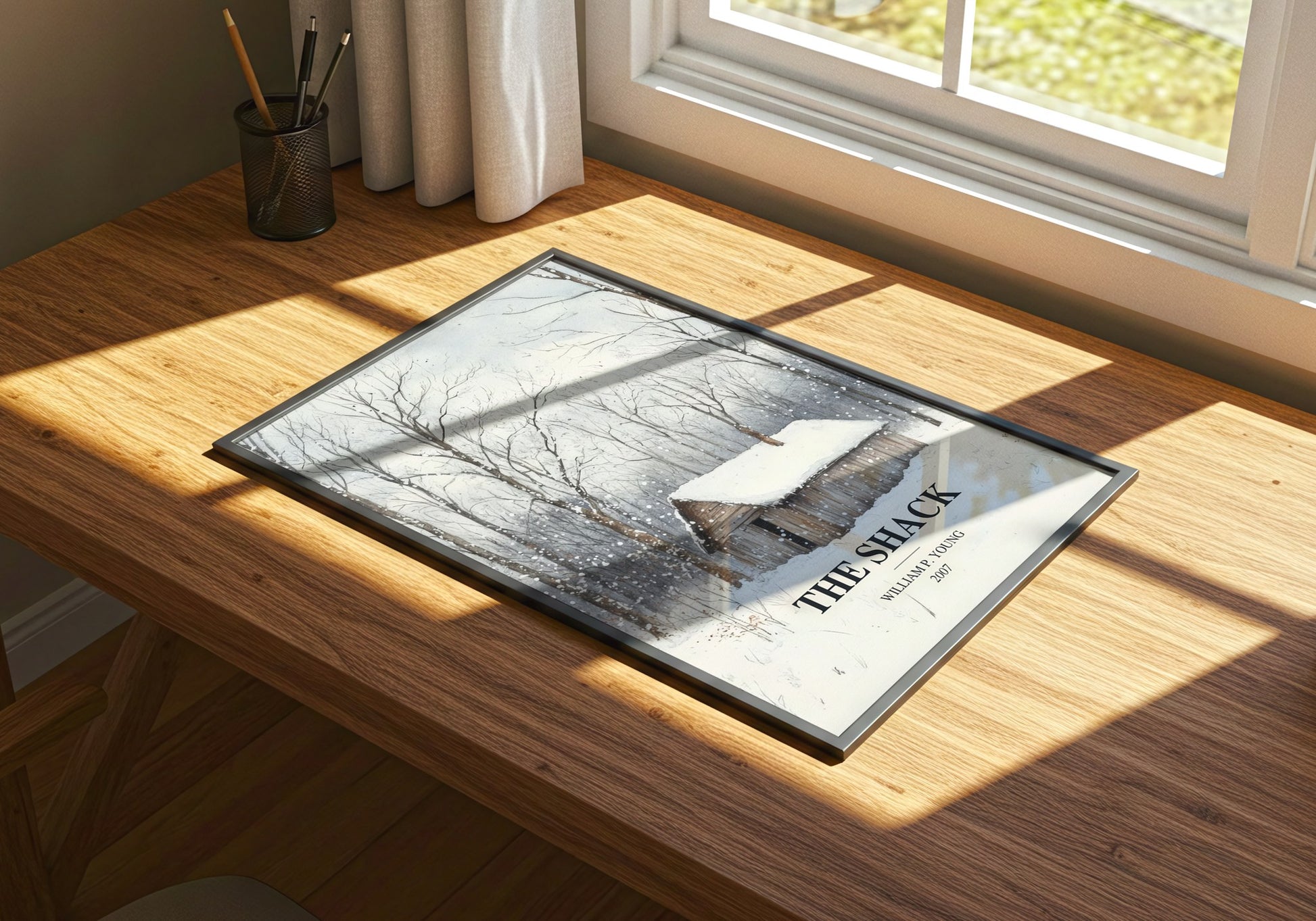 The Shack watercolour book poster framed on wall – literary fiction wall art