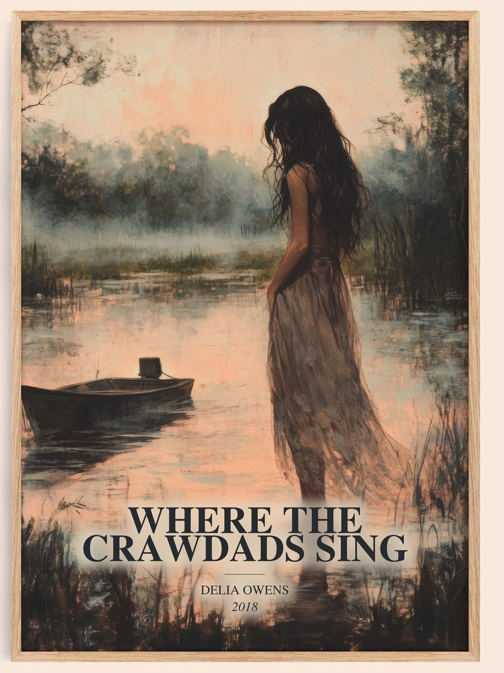 Where The Crawdads Sing watercolour book poster by Delia Owens – framed literary art print