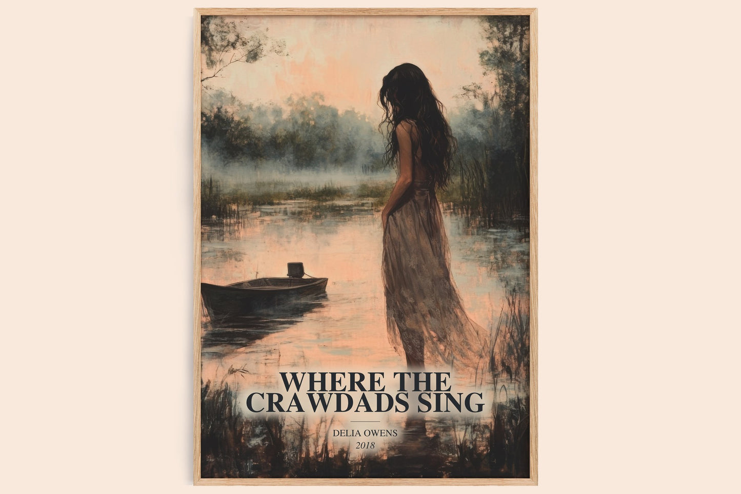Where The Crawdads Sing watercolour book poster by Delia Owens – framed literary art print