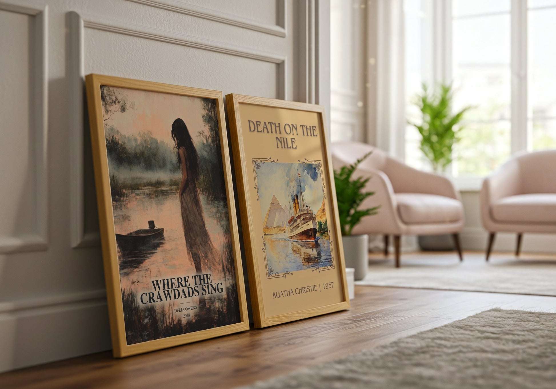 Where The Crawdads Sing watercolour print framed by window – literary home decor