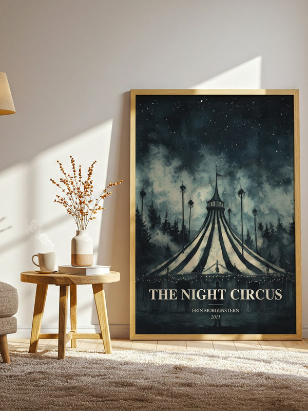 The Night Circus watercolour print in frame leaning in hallway – fantasy wall art