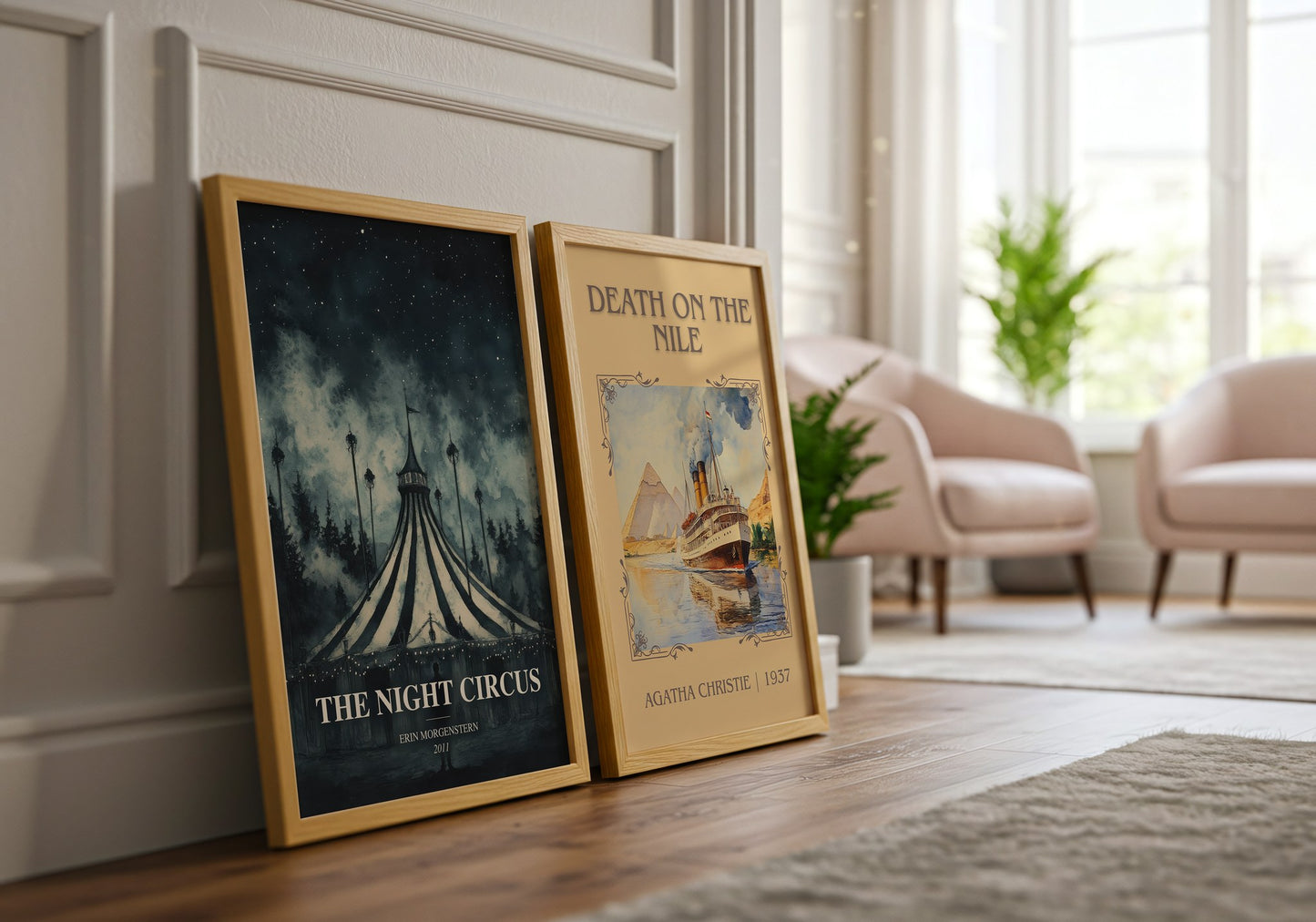 The Night Circus watercolour print framed by window – literary home decor