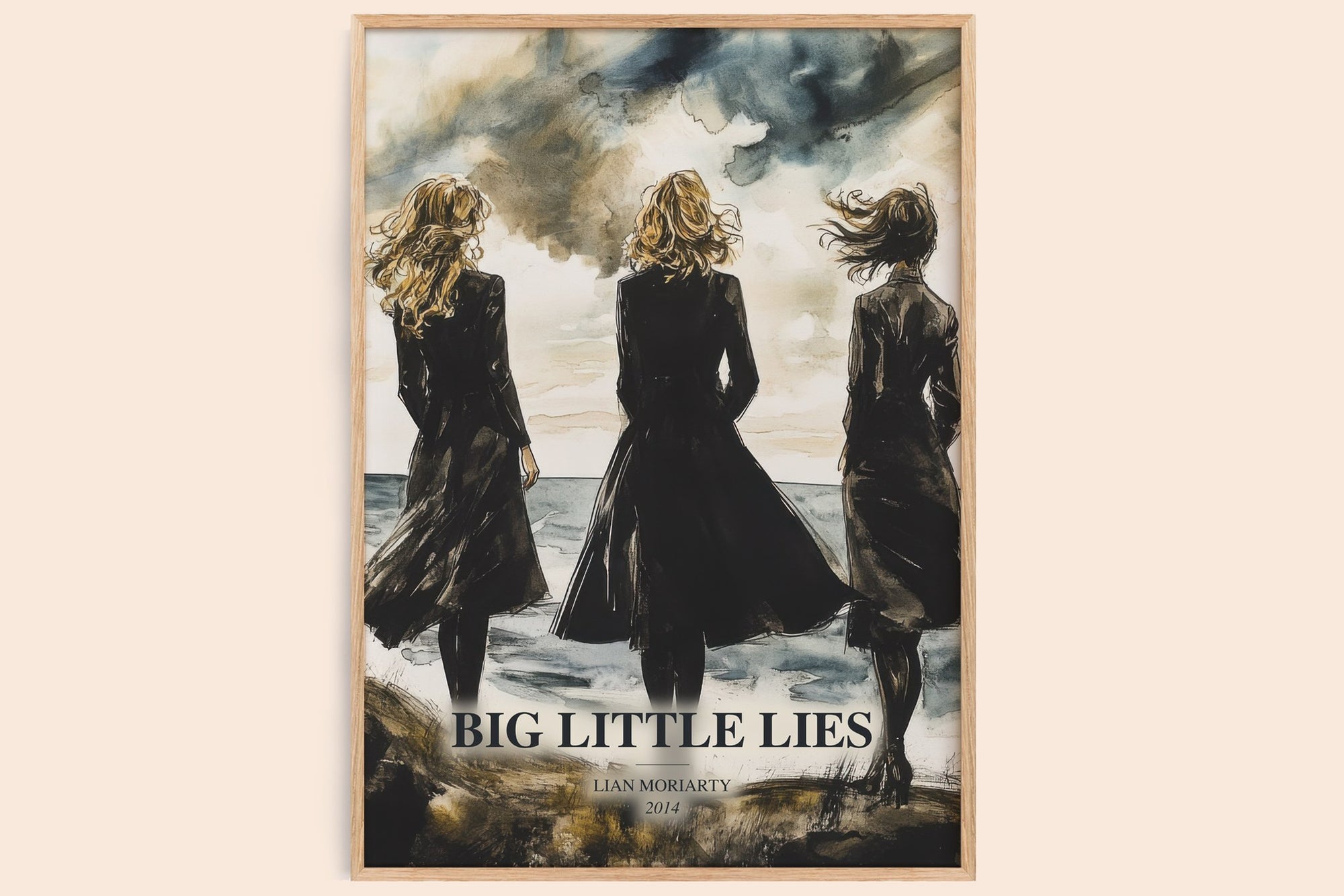 Big Little Lies watercolour book poster by Lian Moriarty – framed literary art print