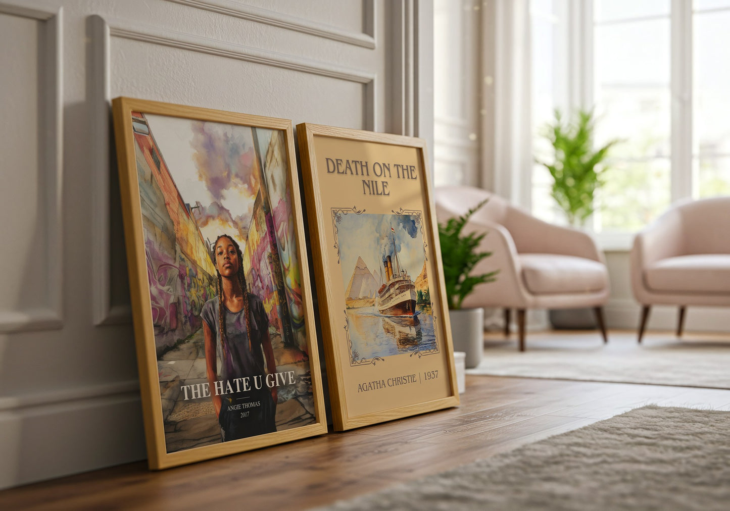 The Hate U Give watercolour print framed by window – literary home decor