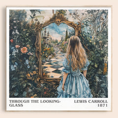 Through The Looking-Glass Literary Art Print by Lewis Carroll – square framed poster