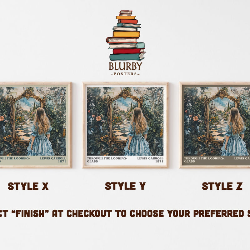 Through The Looking-Glass literary print in frame leaning in hallway – childrens wall art