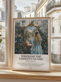 Through The Looking-Glass Bookish Wall Art by Lewis Carroll – framed print by a bright window