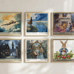 Through The Looking-Glass Literary Art Print by Lewis Carroll – square print in a six-frame gallery wall