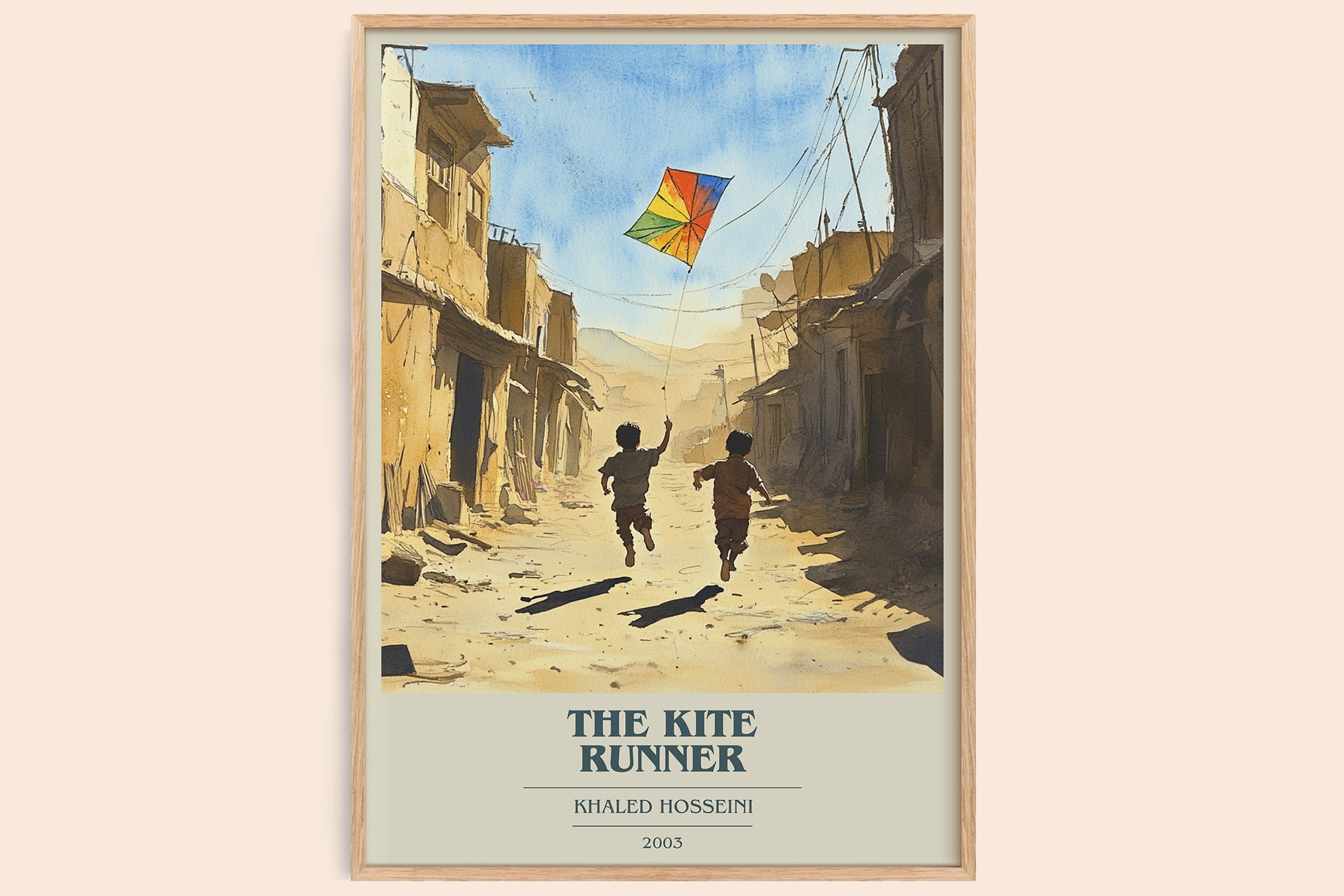 The Kite Runner book cover book poster by Khaled Hosseini – framed literary art print