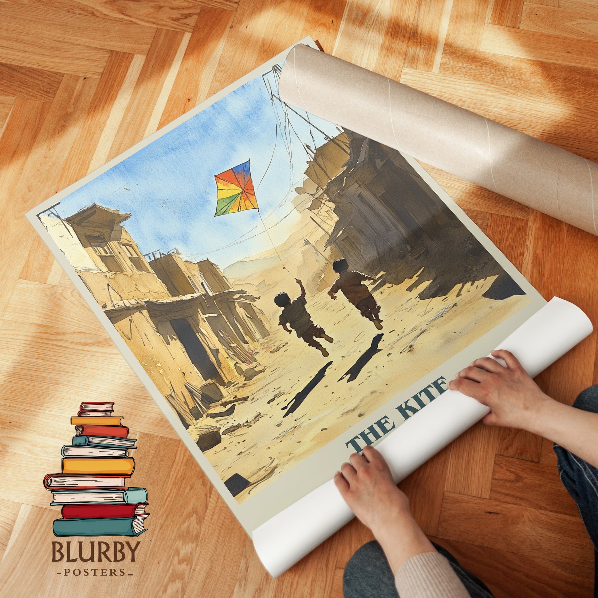 The Kite Runner book cover print on bookshelf – Khaled Hosseini fan gift