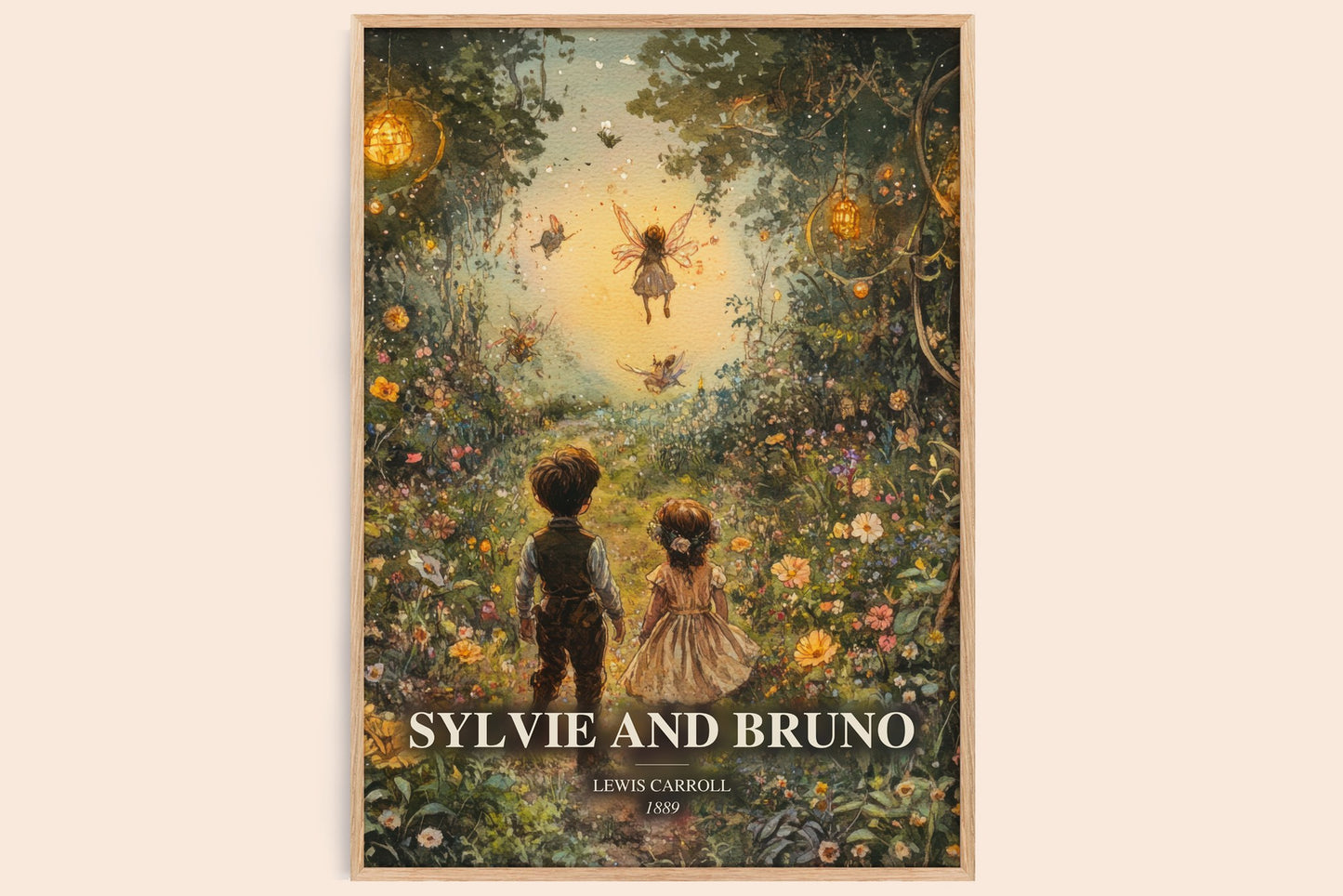 Sylvie And Bruno watercolour book poster by Lewis Carroll – framed literary art print