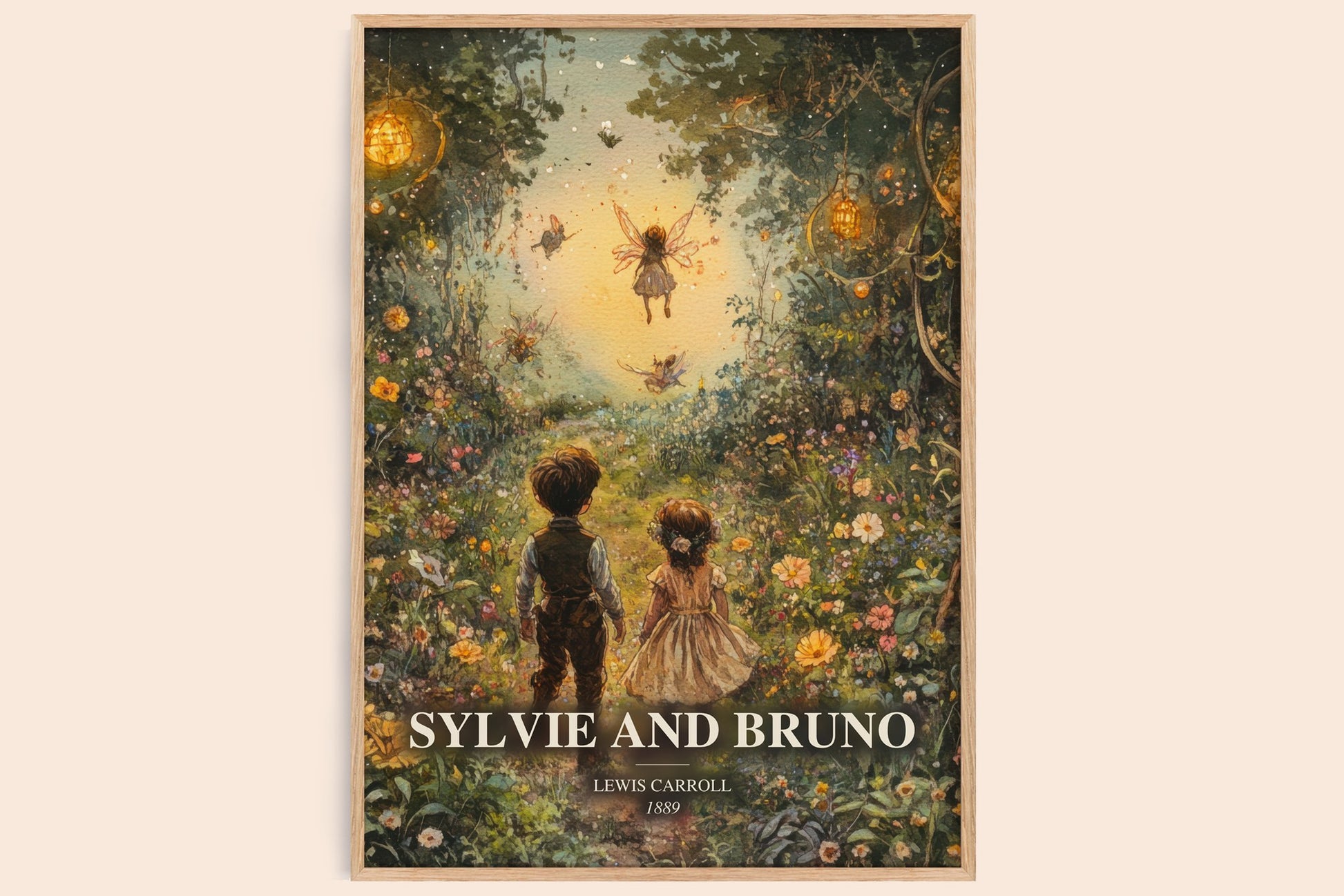 Sylvie And Bruno watercolour book poster by Lewis Carroll – framed literary art print