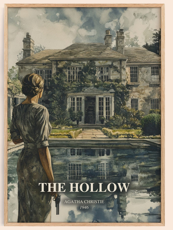 The Hollow watercolour book poster by Agatha Christie – framed literary art print