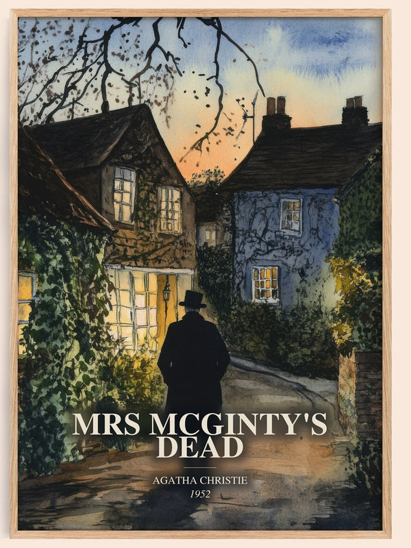 Mrs Mcginty'S Dead watercolour book poster by Agatha Christie – framed literary art print