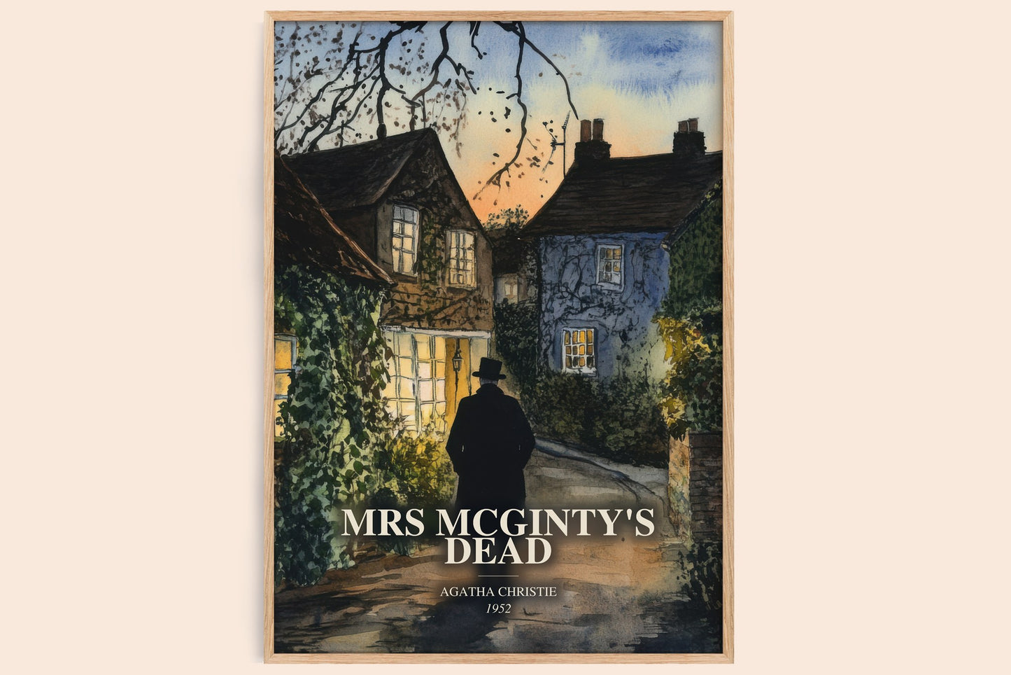 Mrs Mcginty'S Dead watercolour book poster by Agatha Christie – framed literary art print