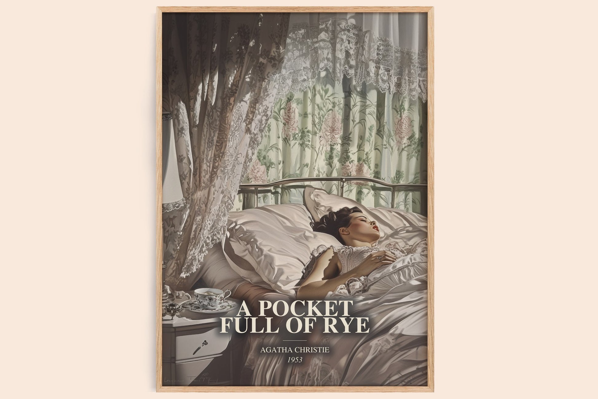 A Pocket Full Of Rye watercolour book poster by Agatha Christie – framed literary art print