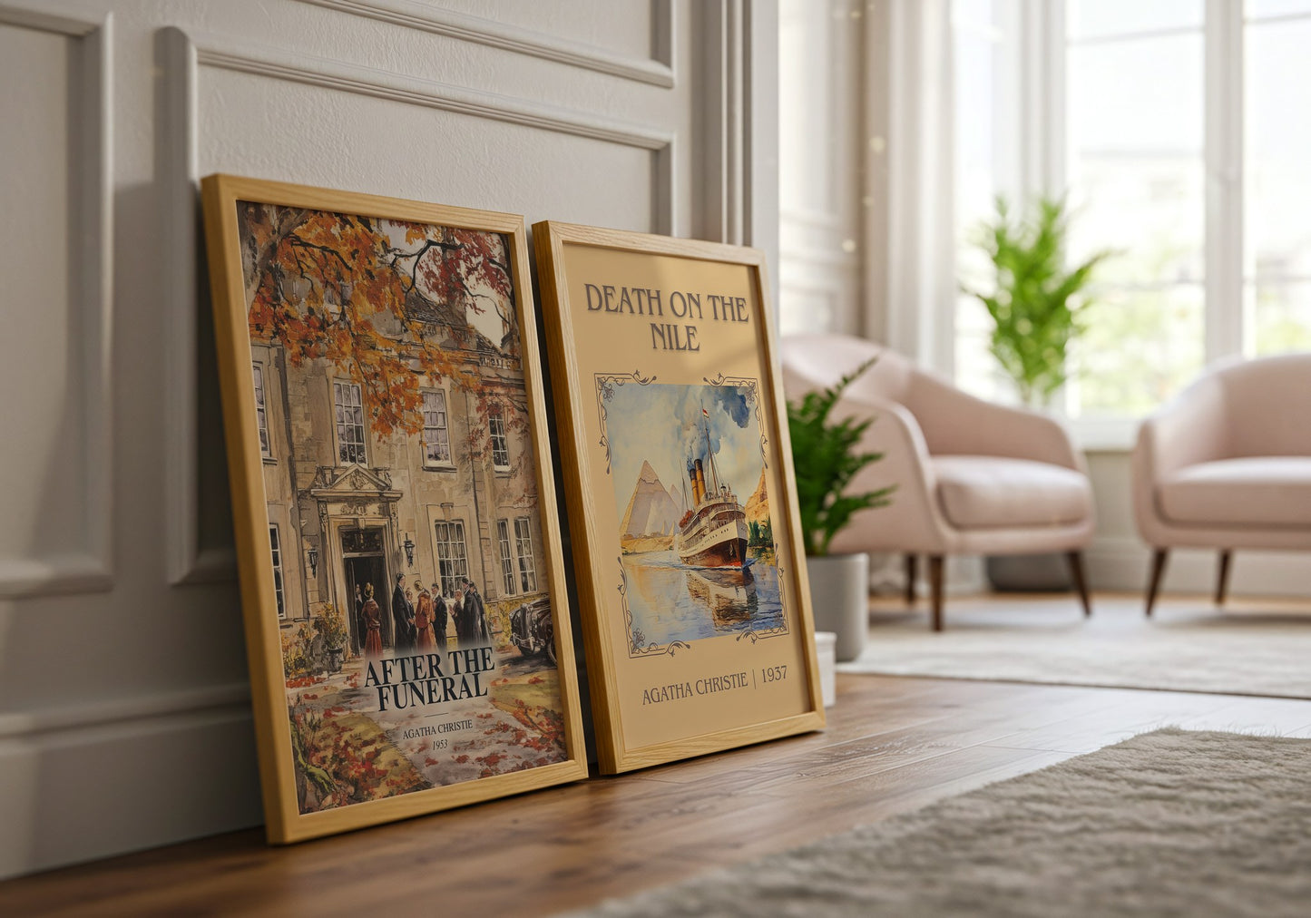 After The Funeral watercolour print framed by window – literary home decor