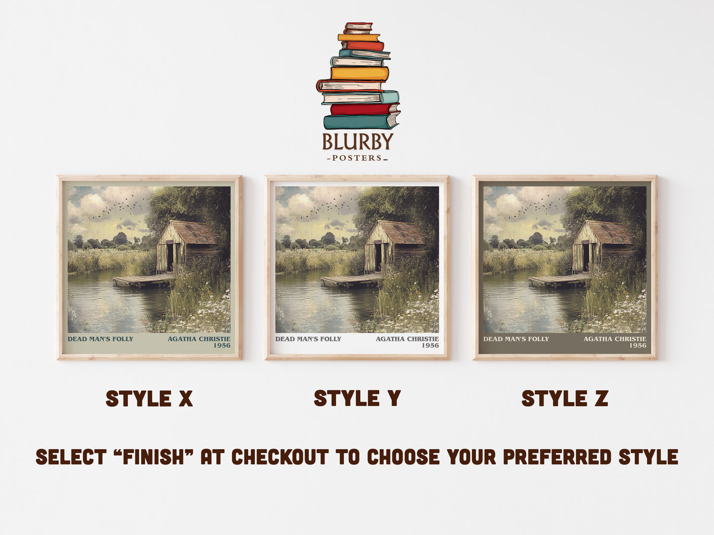 Dead Man's Folly literary art print colour and style options – Agatha Christie book art