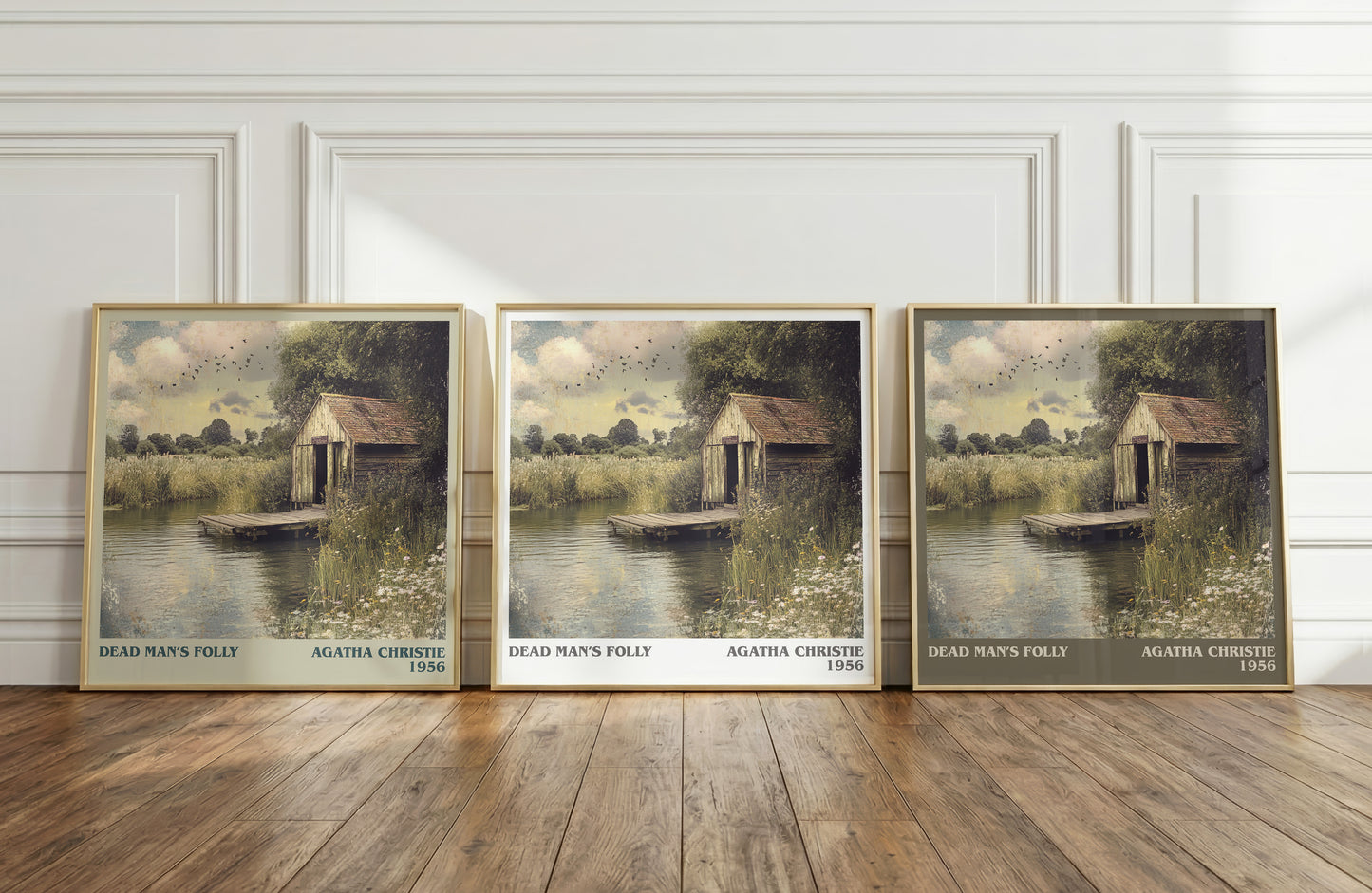 Dead Man's Folly literary print framed by window – literary home decor