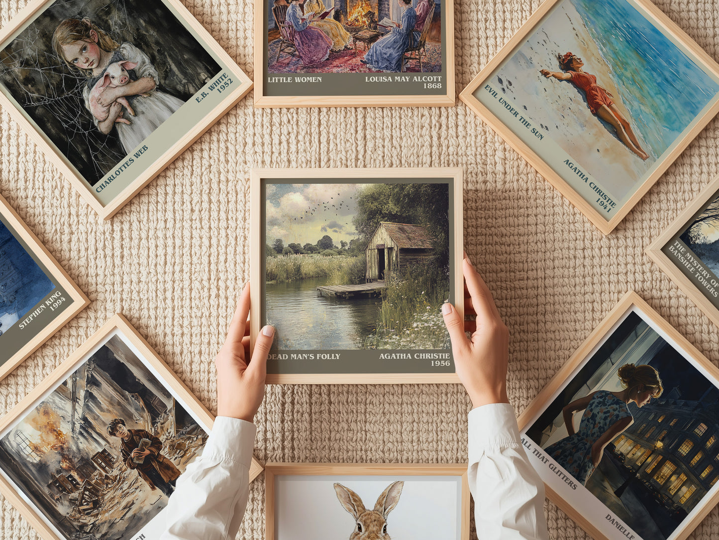 Dead Man's Folly literary print on bookshelf – Agatha Christie fan gift